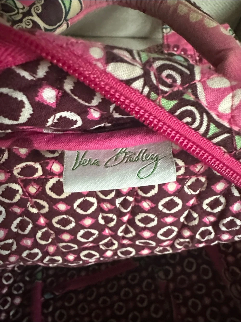 Vera Bradley Pink Quilted Floral Medallion Backpack, Tote & notepad Wallet Set